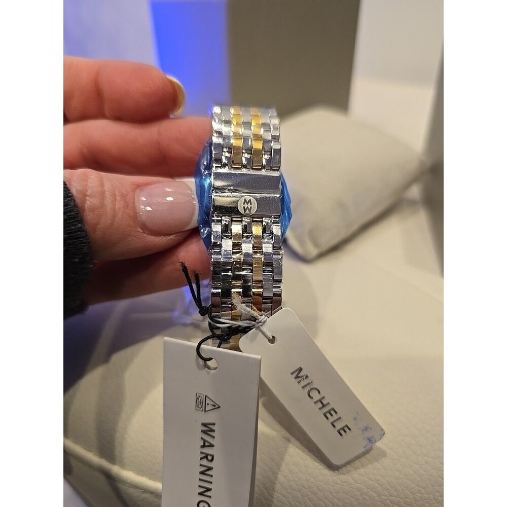 NEW MICHELE RELEVE MOP DIAMOND DIAL GOLD TWO TONE WATCH MWW19B000004 NEW In BOX - Picture 6 of 11